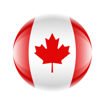 Canada flag icon in the form of a ball. Vector eps 10