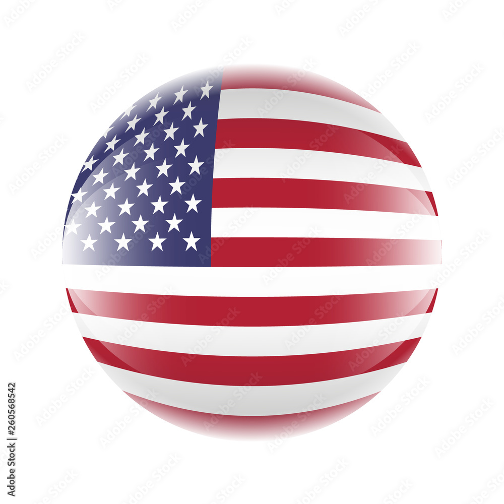 Wall mural usa flag icon in the form of a ball. vector eps 10