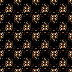 Seamless vector pattern in gold floral ornamental style