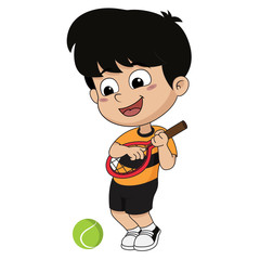 boy playing tennis.