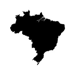Silhouette of Brazil map. Black vector illustration on white background