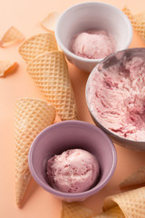 Homemade yogurt strawberry ice cream