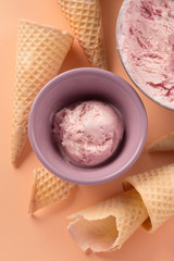 Homemade yogurt strawberry ice cream