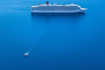 cruise liner in the sea near the island