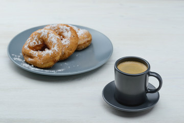 espresso with hot donuts
