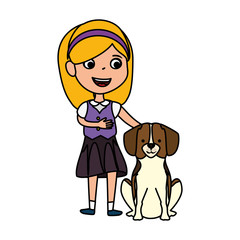 cute little girl with puppy