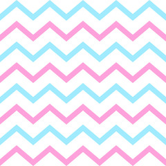 Cheron seamless pattern. Pink and blue zigzag vector texture. Herringbone colorful background. Vector