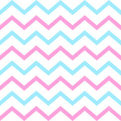 Cheron seamless pattern. Pink and blue zigzag vector texture. Herringbone colorful background. Vector