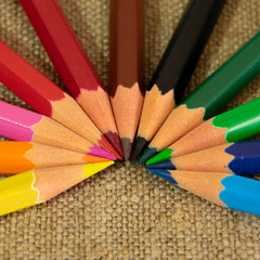 Colored pencils on cloth.