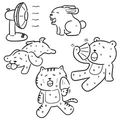vector set of animal in hot weather