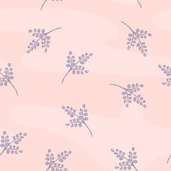 Vector seamless pattern with hand drawn leaf sprigs. Fashion background. For wrapping paper, wallpaper for flower shop or store, floral atelier, spa, boutique, beauty salon, print on tile.