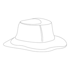 panama hat,vector illustration, lining draw, profile