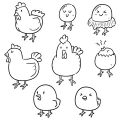 vector set of chicken and egg