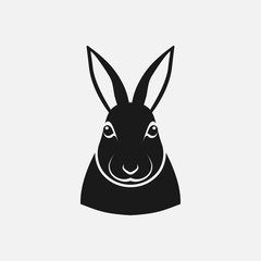 Rabbit head black silhouette. Farm animal icon