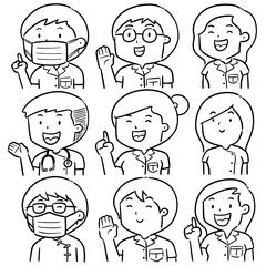 vector set of medical staff