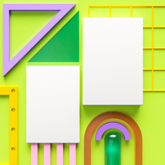 3d illustration. Frame Mockup with abstract colored forms. - Illustration