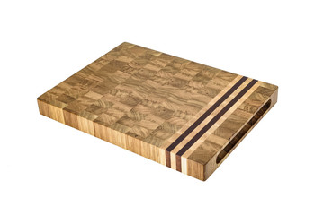 One wooden cutting Board on white background. Iisolate on white