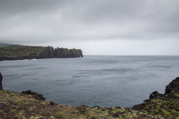 Winter seascape North of Sao Miguel island Azores Portugal