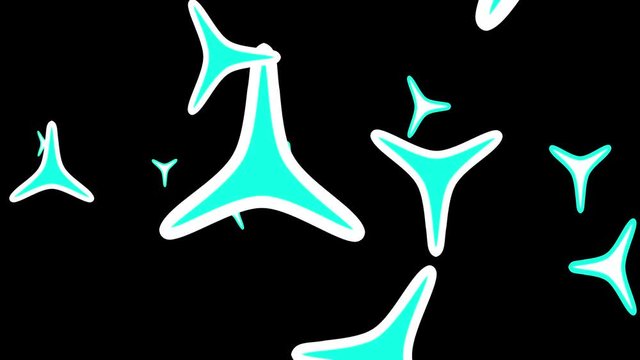 Colored triangle with white side strokes, rotating on a black background. Triangle animation background
