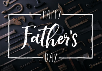 Fathers day greeting card concept. Flat lay.