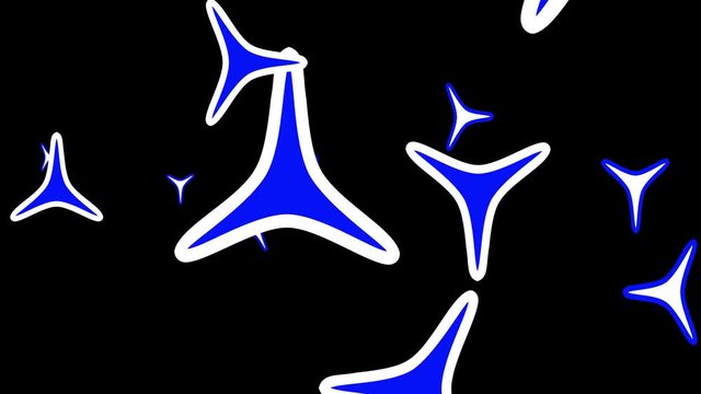 Colored triangle with white side strokes, rotating on a black background. Triangle animation background