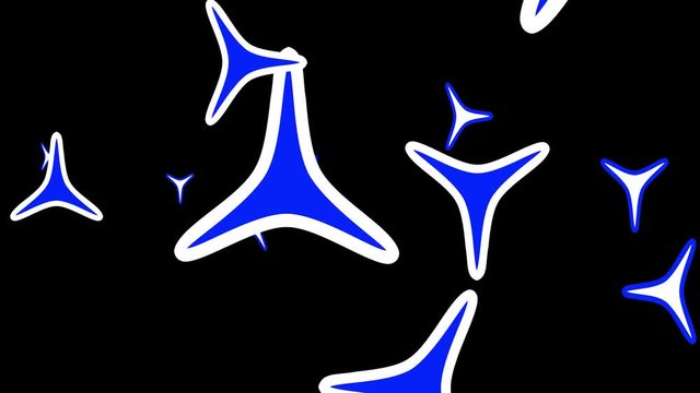 Colored triangle with white side strokes, rotating on a black background. Triangle animation background