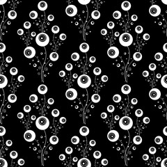 Abstract seamless flowers. Fashion urban concept. Black White colors.