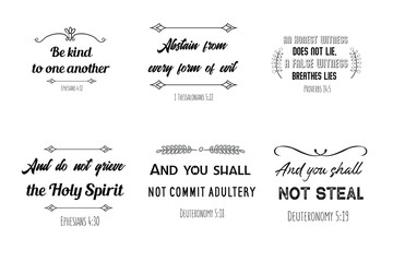 Set of Christian sayings. Bible verses vector quotes for typography and Social media post