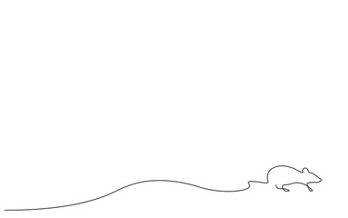 Mouse one line drawing vector illustration