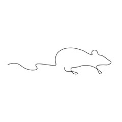 Mouse one line drawing vector illustration