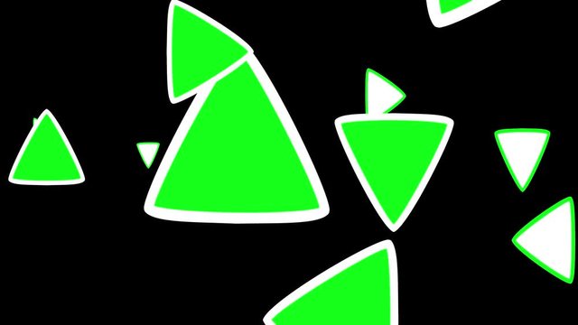 Colored triangle with white side strokes, rotating on a black background. Triangle animation background