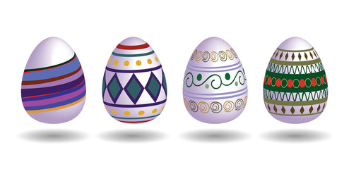 Set of easter eggs colourful on white background. vector illustration