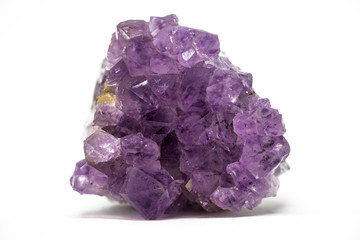 Cute druse or geode of amethyst gemstone isolated top view