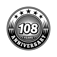 108 years anniversary. Anniversary logo design. Vector and illustration.