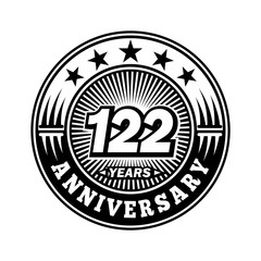 122 years anniversary. Anniversary logo design. Vector and illustration.