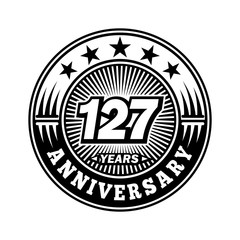127 years anniversary. Anniversary logo design. Vector and illustration.