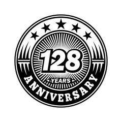 128 years anniversary. Anniversary logo design. Vector and illustration.