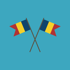 Romania flag icon in flat design. Independence day or National day holiday concept.