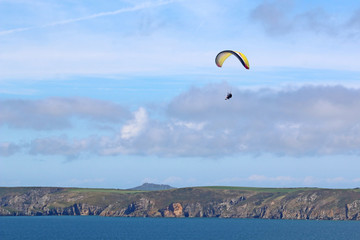 Paraglider above Newgale Bay, Wales