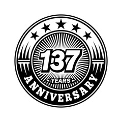 137 years anniversary. Anniversary logo design. Vector and illustration.