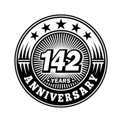 142 years anniversary. Anniversary logo design. Vector and illustration.