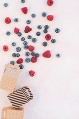 Shopping composition berries and boxes