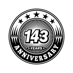 143 years anniversary. Anniversary logo design. Vector and illustration.