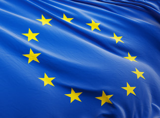  European Union flag. Flag of EU. 3D illustration. 