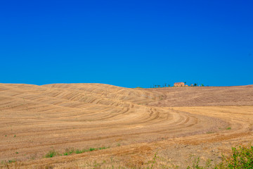 Panoramic view of a spring day in the Italian rural landscape