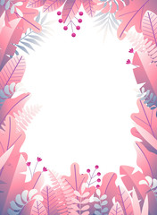 vector vertical floral border created with fantastic plants in fairy pink palette