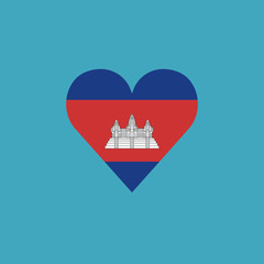 Cambodia flag icon in a heart shape in flat design. Independence day or National day holiday concept.