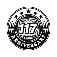 117 years anniversary. Anniversary logo design. Vector and illustration.
