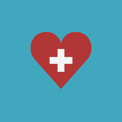 Switzerland flag icon in a heart shape in flat design. Independence day or National day holiday concept.