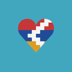 Republic of Artsakh flag icon in a heart shape in flat design. Independence day or National day holiday concept.